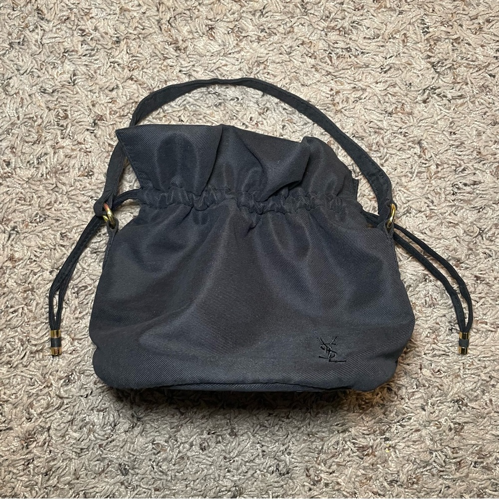 Yves Saint Laurent Vintage Bucket Style Pull String‎ Black Perfume Handbag